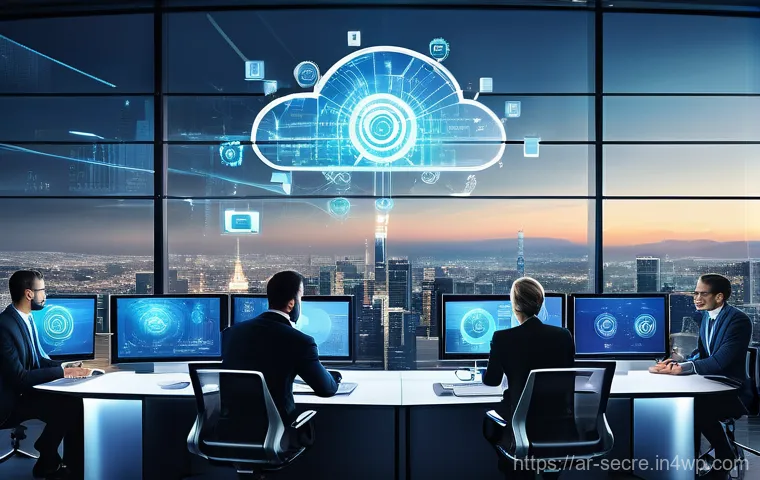 클라우드 보안 아키텍처의 비용 절감 방안 - **Cloud Security FinOps with AI and Automation**
A dynamic, futuristic image depicting a diverse...
