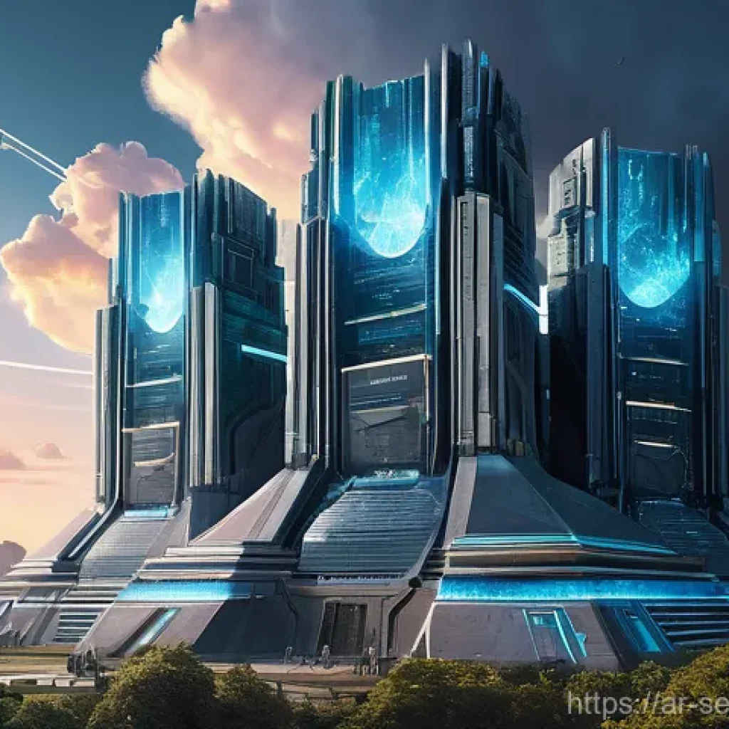 클라우드 보안 아키텍처 모범 사례 - **Prompt:** A majestic, futuristic cloud fortress standing tall against a digital sky, symbolizing i...