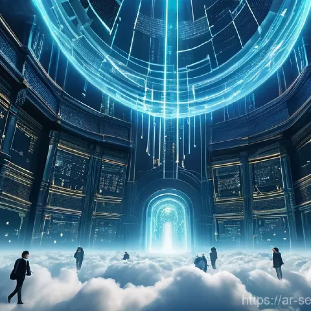 클라우드 보안 아키텍처와 클라우드 감사 프로세스 - **"Cloud Fortress: Shared Responsibility in Action"**
A wide-angle, highly detailed, photorealis...
