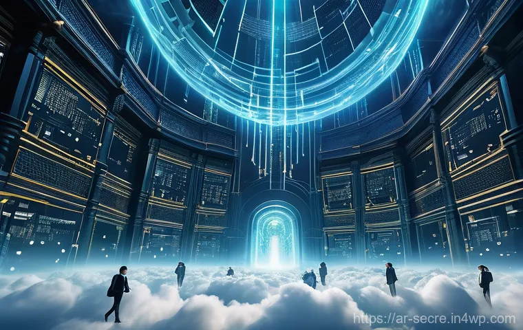 클라우드 보안 아키텍처와 클라우드 감사 프로세스 - **"Cloud Fortress: Shared Responsibility in Action"**
A wide-angle, highly detailed, photorealis...