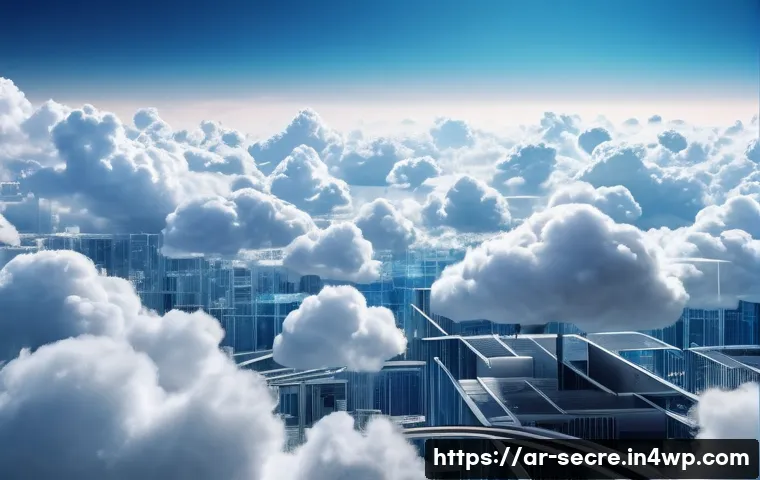 클라우드 보안 아키텍처와 고객 데이터 보호 전략 - **Prompt:** A highly futuristic and abstract representation of cloud security in