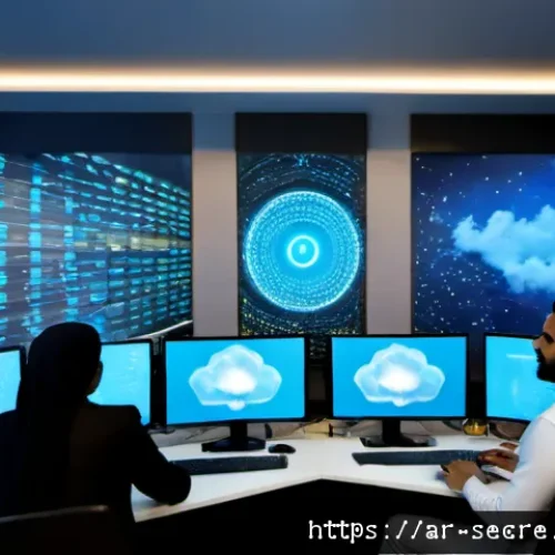 클라우드 보안 아키텍처에서의 멀티클라우드 전략 - Photorealistic modern cybersecurity operations center in Riyadh, Saudi Arabian cloud security archit...