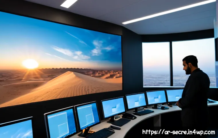 클라우드 보안 아키텍처와 침해 대응 전략 - Photorealistic modern cloud security operations center in a Gulf Arab city, a diverse Arab cybersecu...